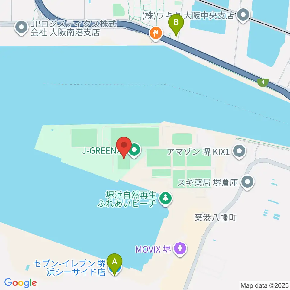 J-GREEN堺メインフィールド周辺のコンビニエンスストア一覧地図
