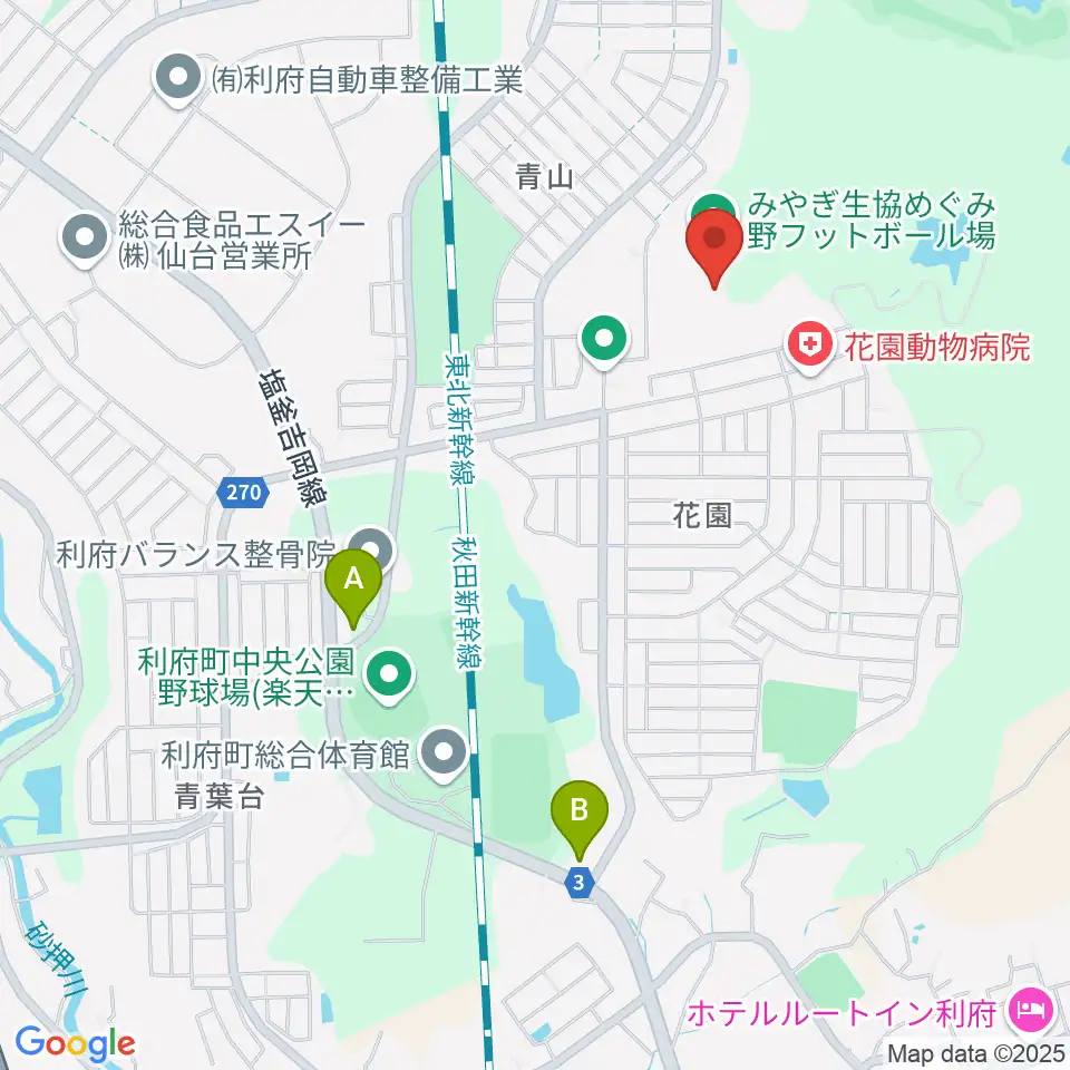 みやぎ生協めぐみ野サッカー場周辺のコンビニエンスストア一覧地図