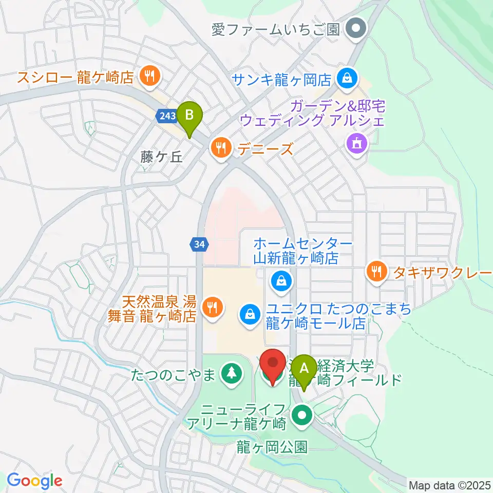 流通経済大学龍ケ崎フィールド周辺のコンビニエンスストア一覧地図