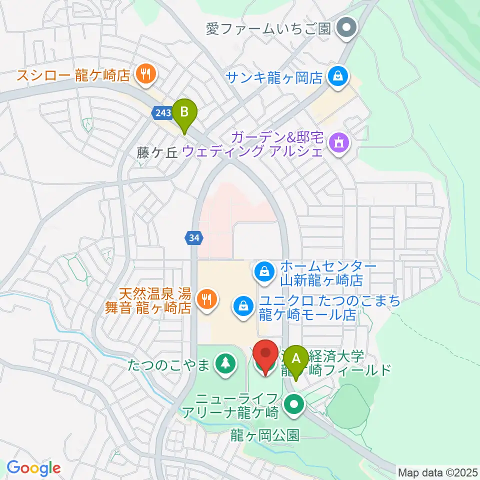 龍ケ崎市陸上競技場周辺のコンビニエンスストア一覧地図