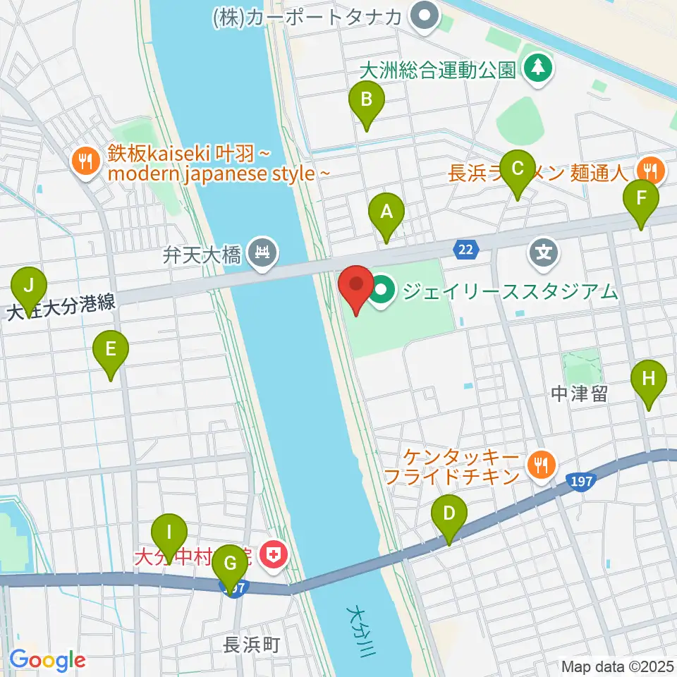 ジェイリーススタジアム周辺のコンビニエンスストア一覧地図