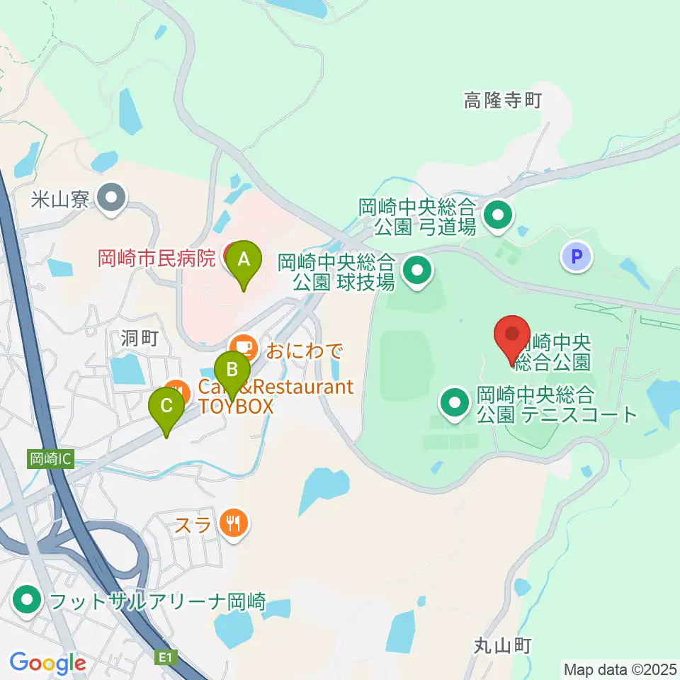 岡崎中央総合公園総合体育館周辺のコンビニエンスストア一覧地図