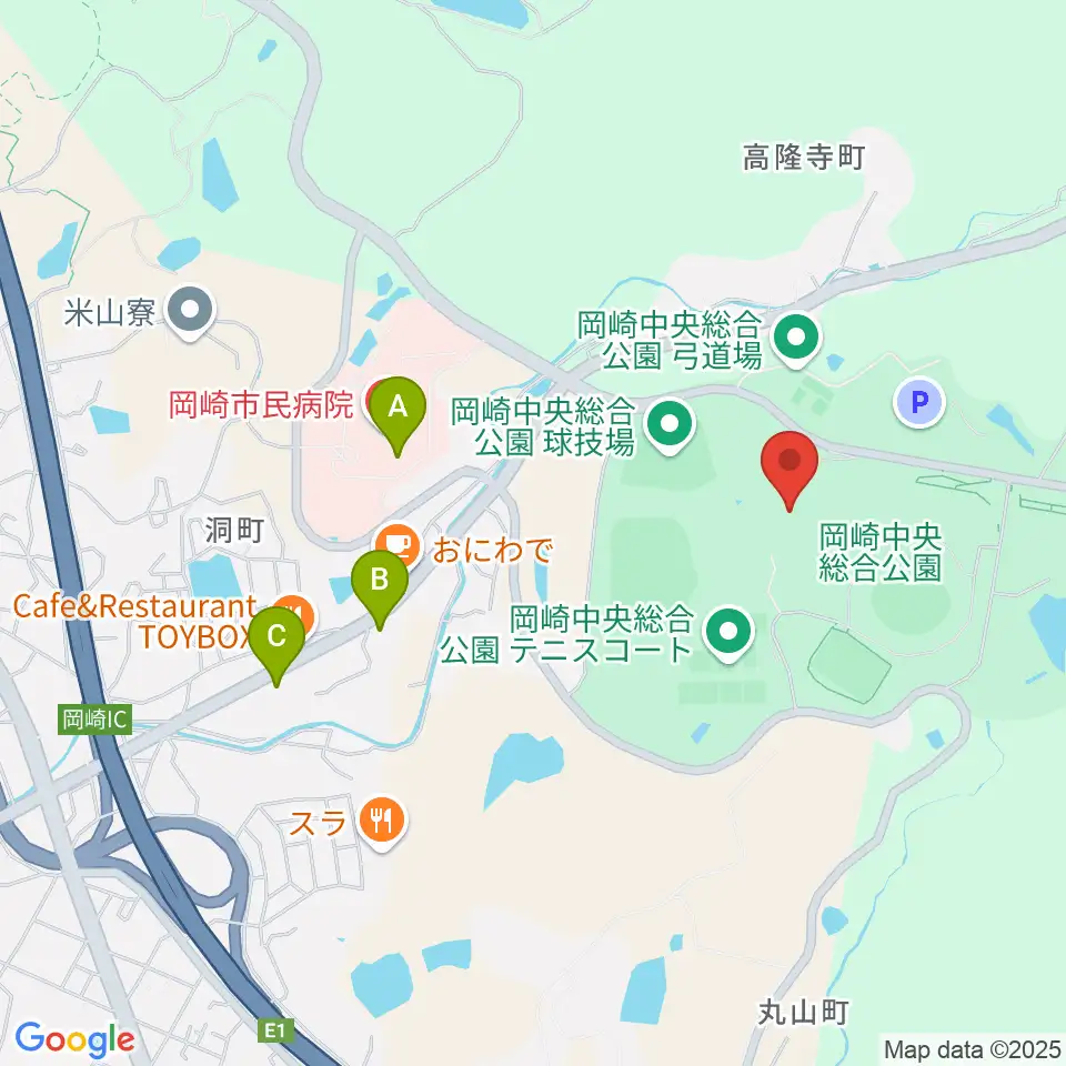 岡崎中央総合公園 武道館周辺のコンビニエンスストア一覧地図