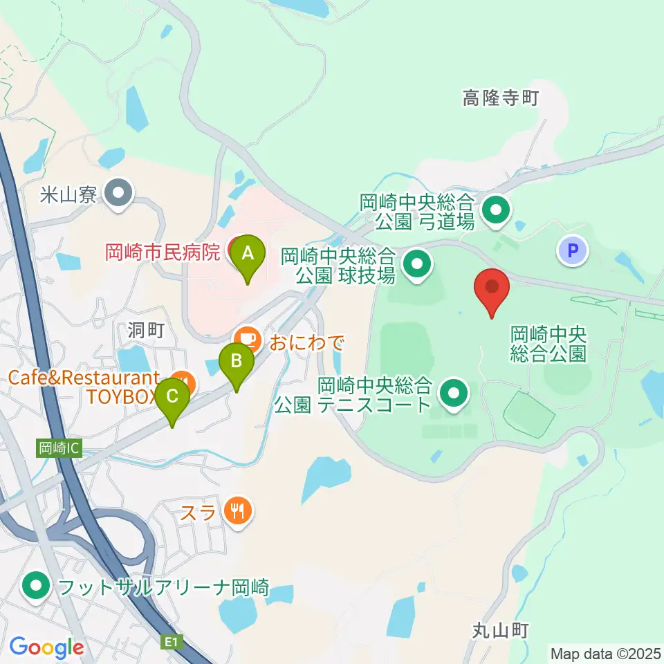 岡崎中央総合公園 武道館周辺のコンビニエンスストア一覧地図