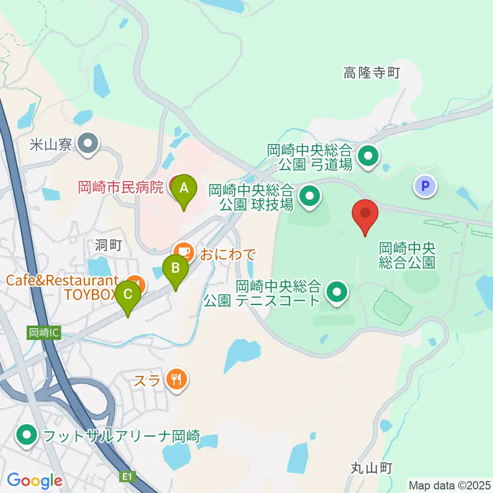 岡崎中央総合公園 武道館周辺のコンビニエンスストア一覧地図