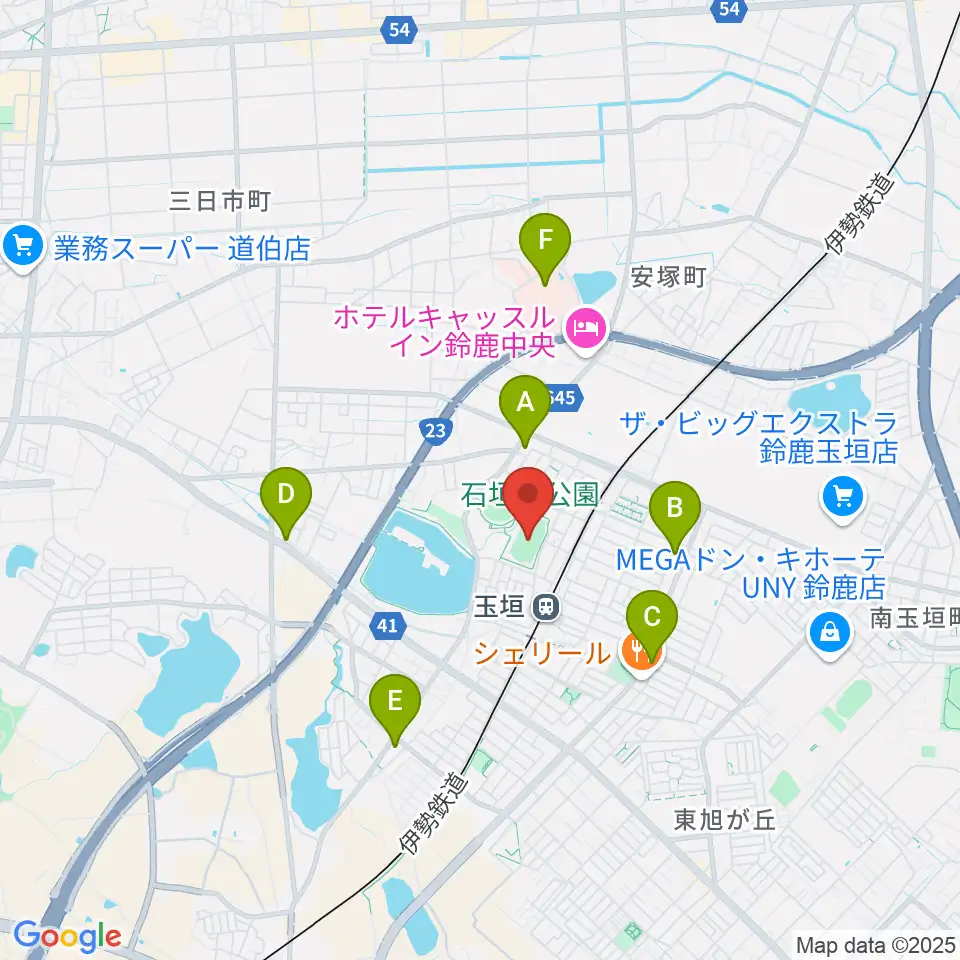 AGF鈴鹿陸上競技場周辺のコンビニエンスストア一覧地図