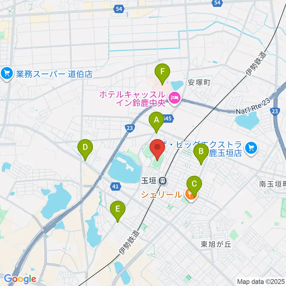 AGF鈴鹿陸上競技場周辺のコンビニエンスストア一覧地図