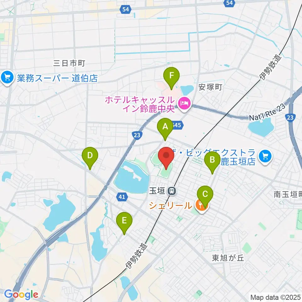 AGF鈴鹿陸上競技場周辺のコンビニエンスストア一覧地図