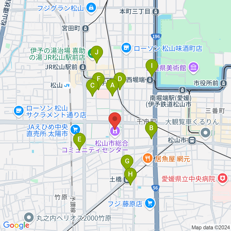 松山市総合コミュニティセンター体育館周辺のコンビニエンスストア一覧地図