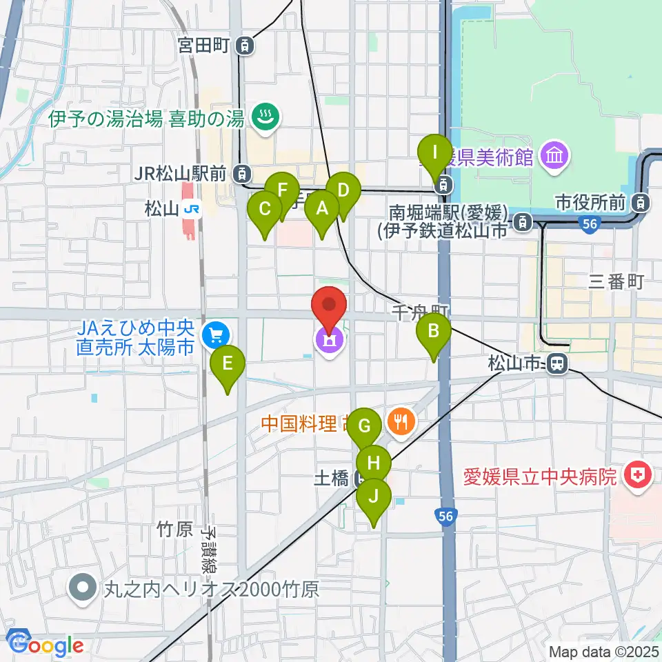 松山市総合コミュニティセンター体育館周辺のコンビニエンスストア一覧地図