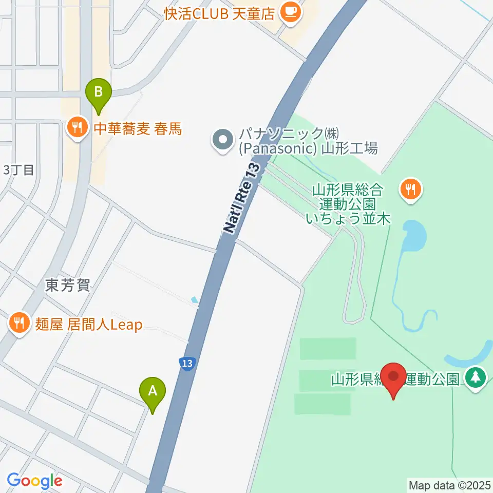 山形県総合運動公園 総合体育館周辺のコンビニエンスストア一覧地図