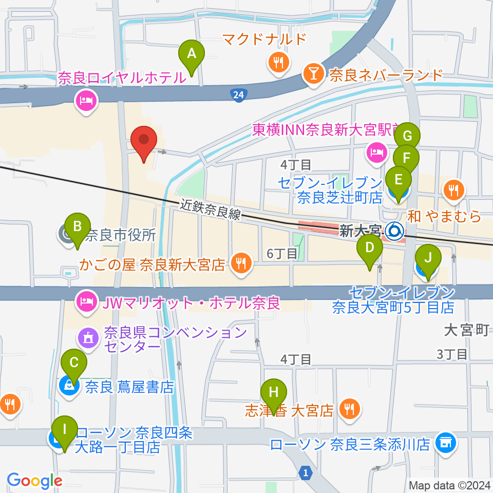 OneNoteミュージックスクール周辺のコンビニエンスストア一覧地図