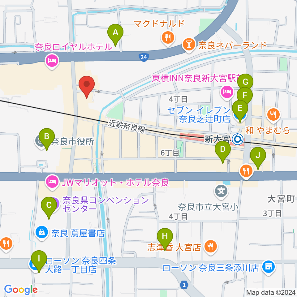 OneNoteミュージックスクール周辺のコンビニエンスストア一覧地図