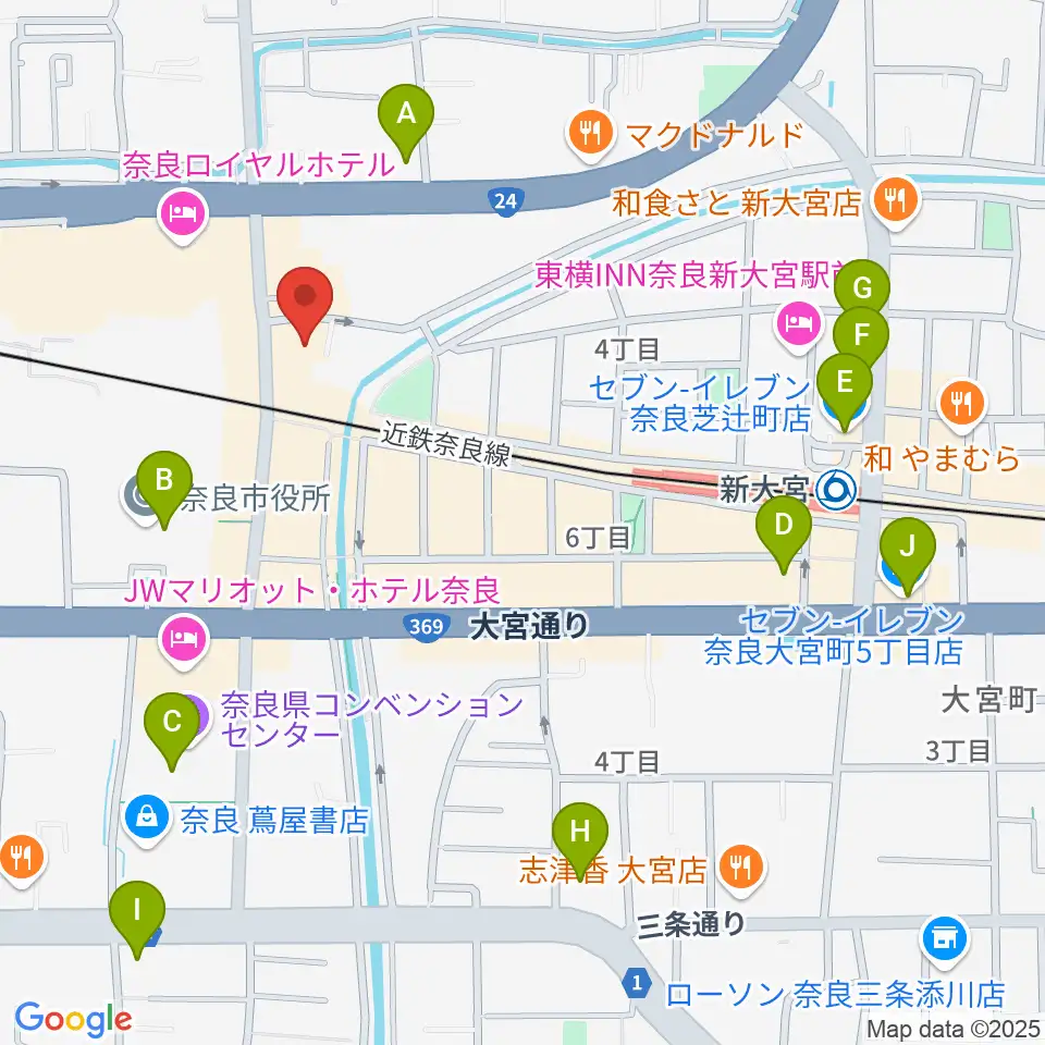 OneNoteミュージックスクール周辺のコンビニエンスストア一覧地図