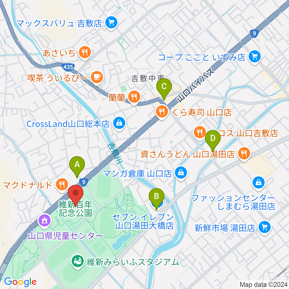 維新大晃アリーナ周辺のコンビニエンスストア一覧地図