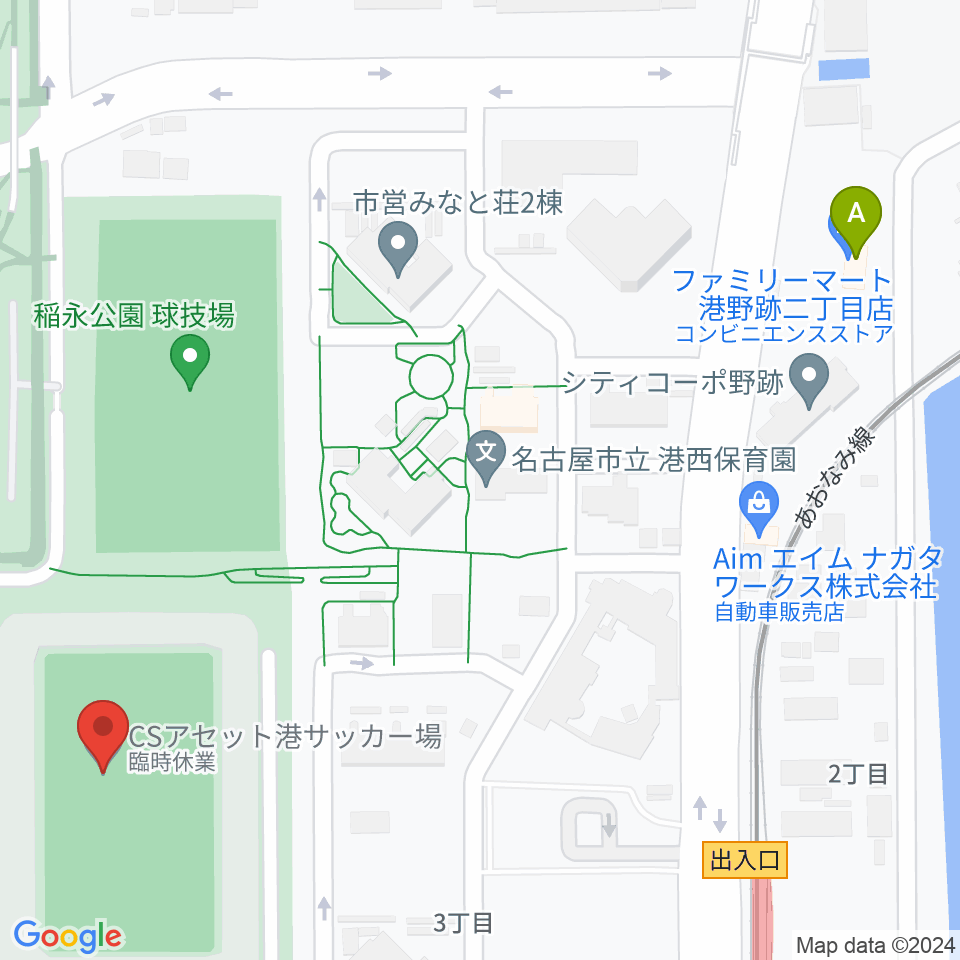 CSアセット港サッカー場周辺のコンビニエンスストア一覧地図