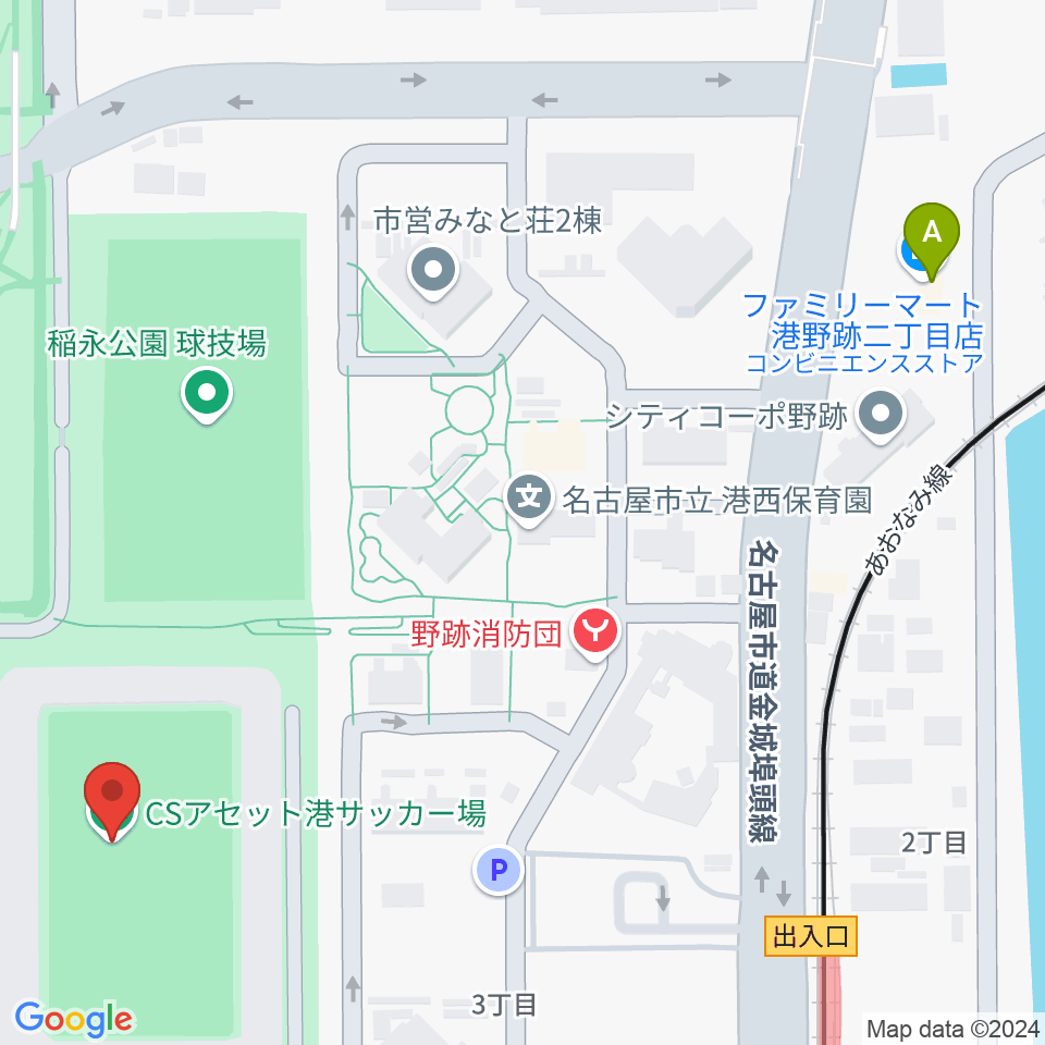 CSアセット港サッカー場周辺のコンビニエンスストア一覧地図