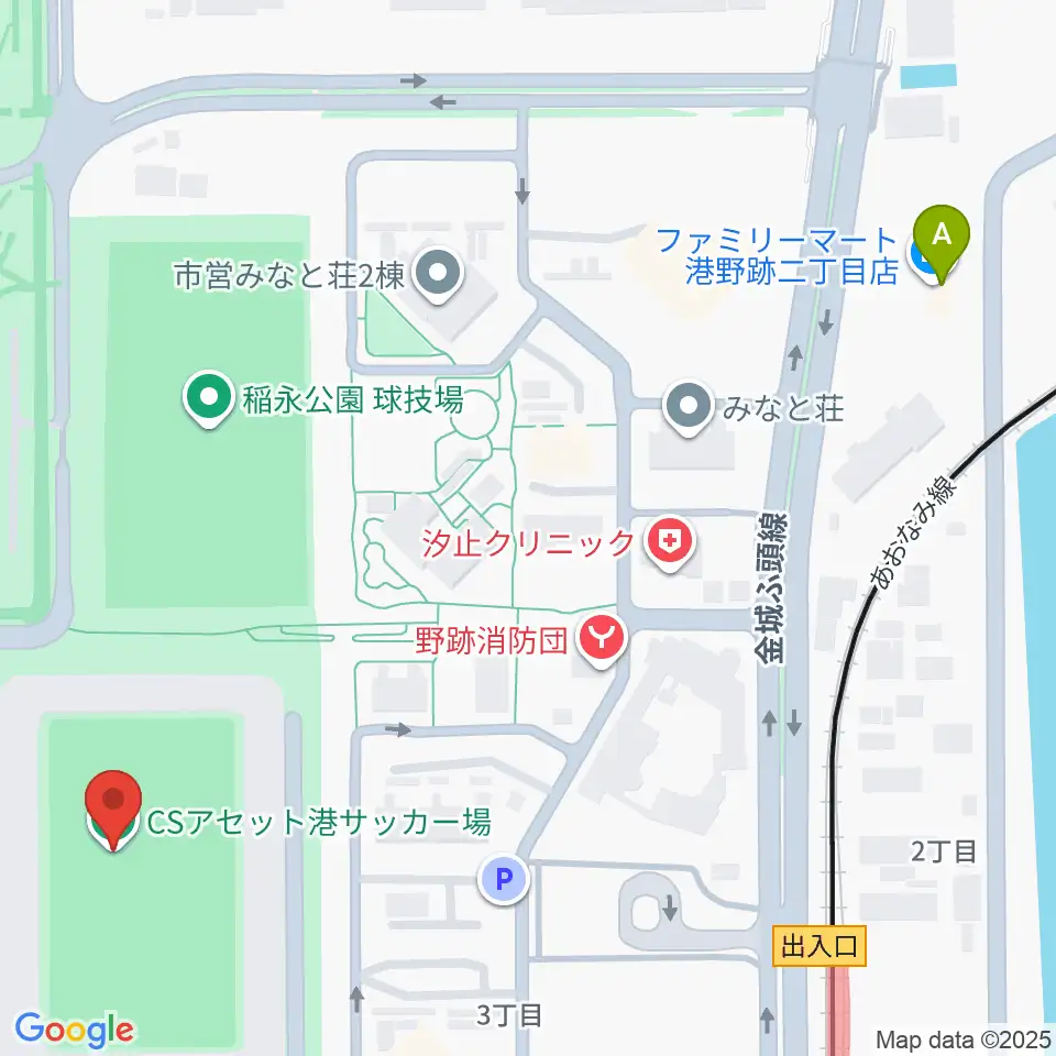 CSアセット港サッカー場周辺のコンビニエンスストア一覧地図