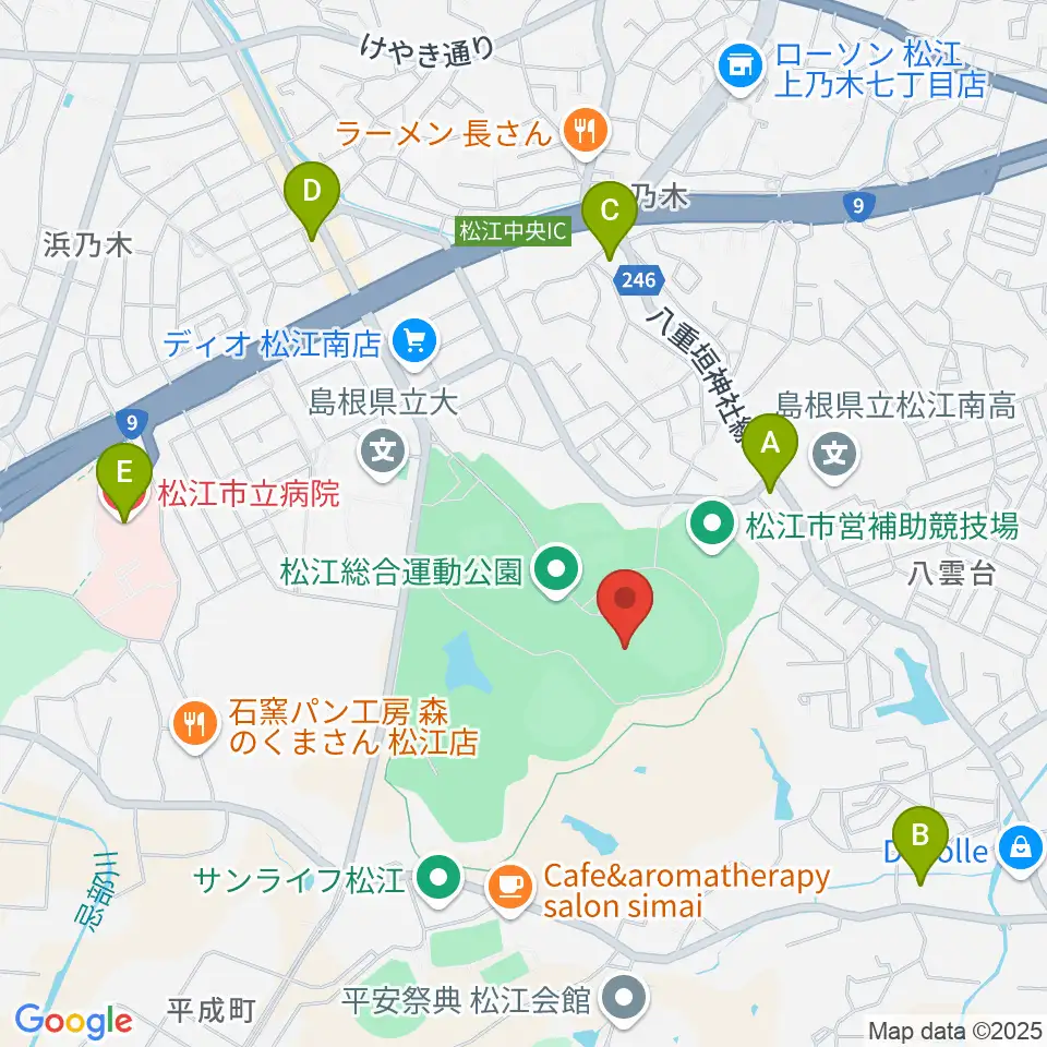 松江市営陸上競技場周辺のコンビニエンスストア一覧地図