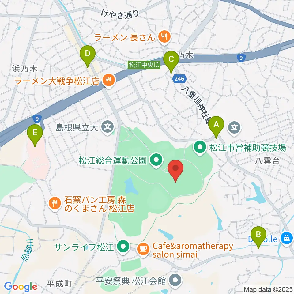 松江市営陸上競技場周辺のコンビニエンスストア一覧地図