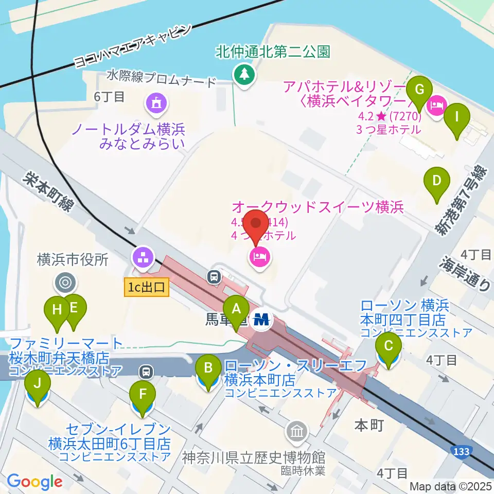 ビルボードライブ横浜周辺のコンビニエンスストア一覧地図
