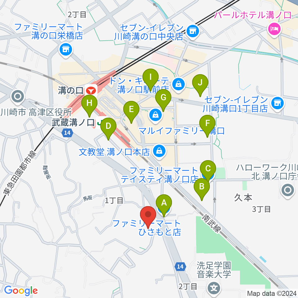 溝の口neonera周辺のコンビニエンスストア一覧地図