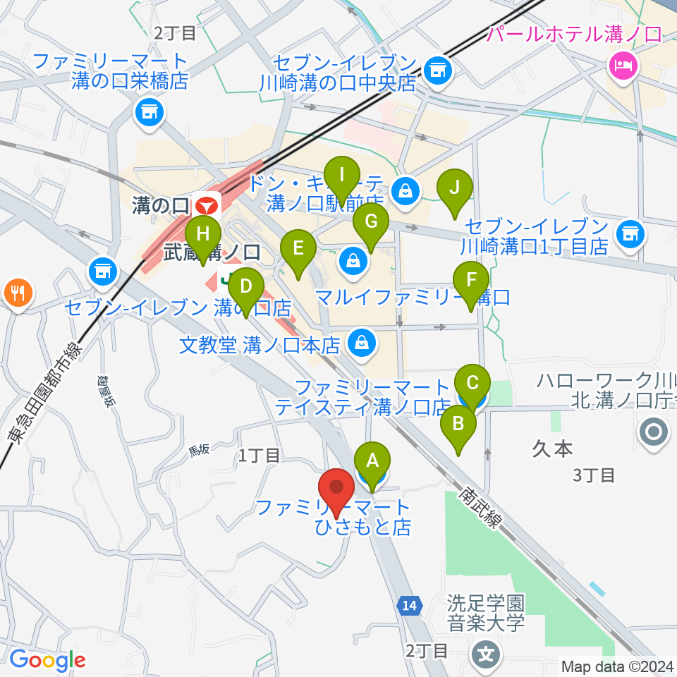 溝の口neonera周辺のコンビニエンスストア一覧地図