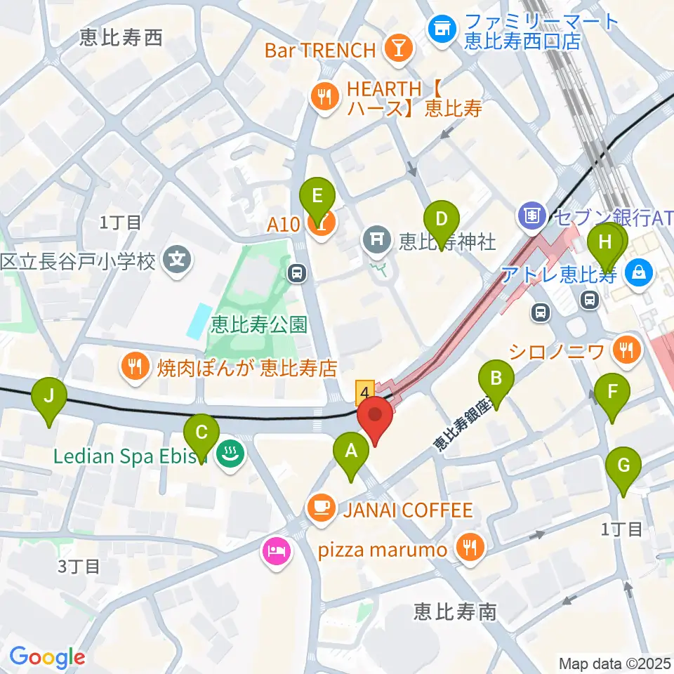 スマイルヴォイス恵比寿校周辺のコンビニエンスストア一覧地図