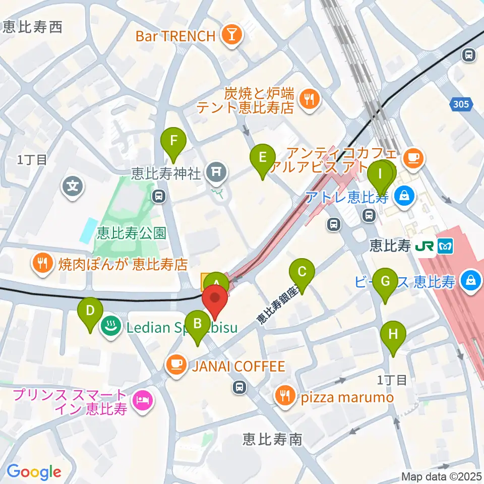 スマイルヴォイス恵比寿校周辺のコンビニエンスストア一覧地図