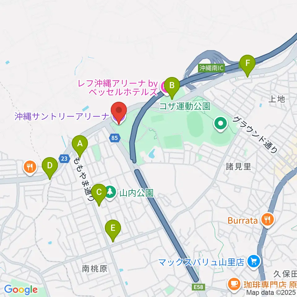 沖縄サントリーアリーナ周辺のコンビニエンスストア一覧地図