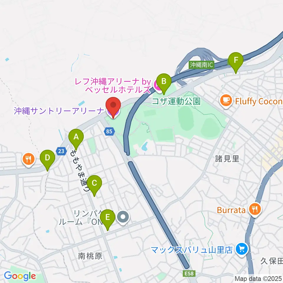 沖縄サントリーアリーナ周辺のコンビニエンスストア一覧地図