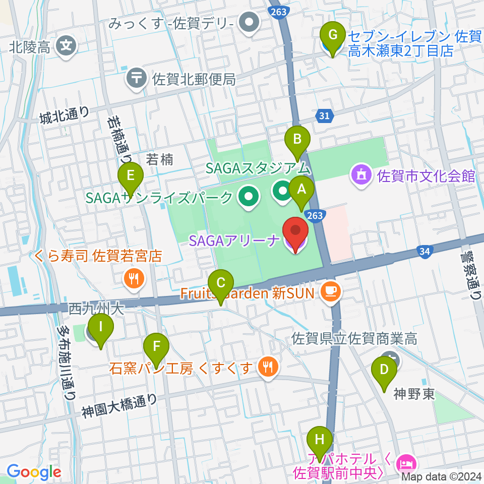 SAGAアリーナ周辺のコンビニエンスストア一覧地図