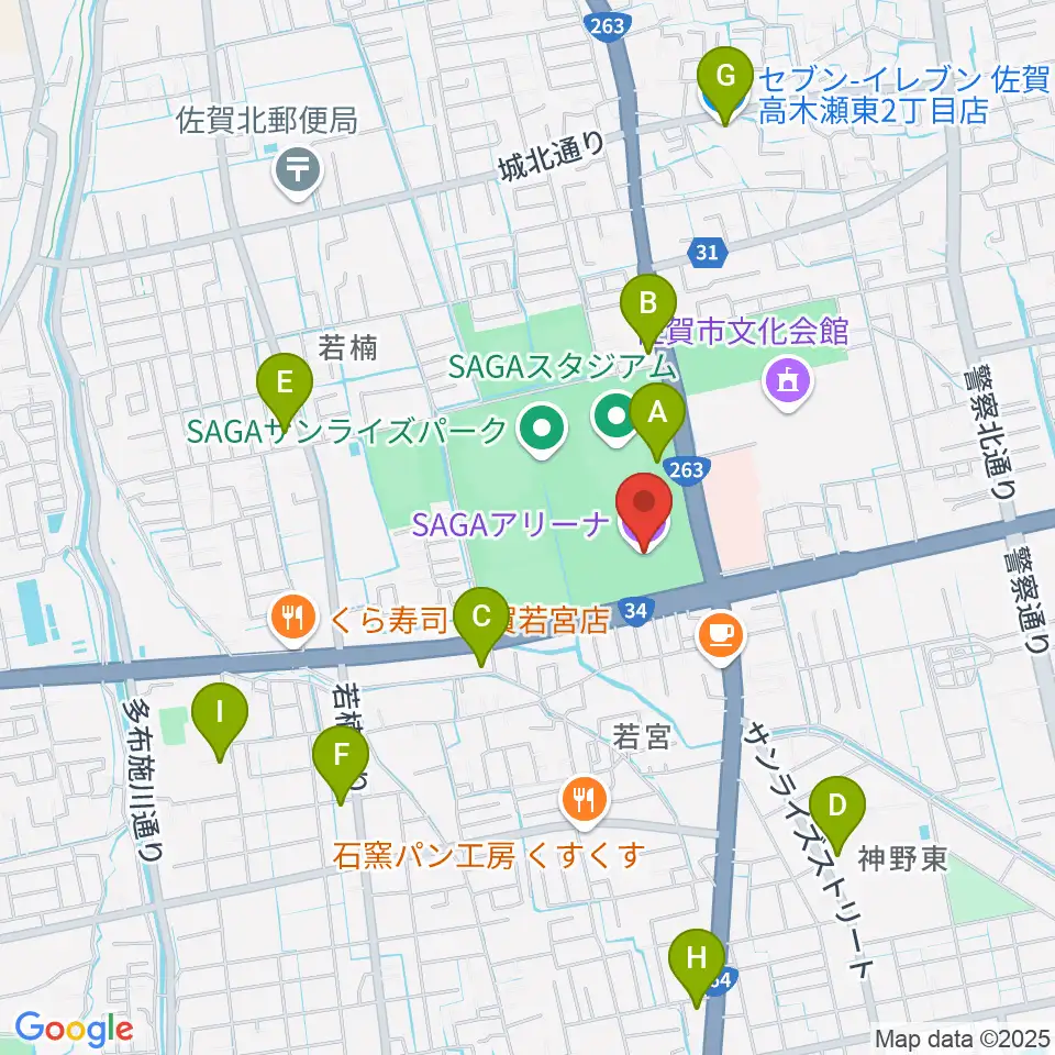 SAGAアリーナ周辺のコンビニエンスストア一覧地図