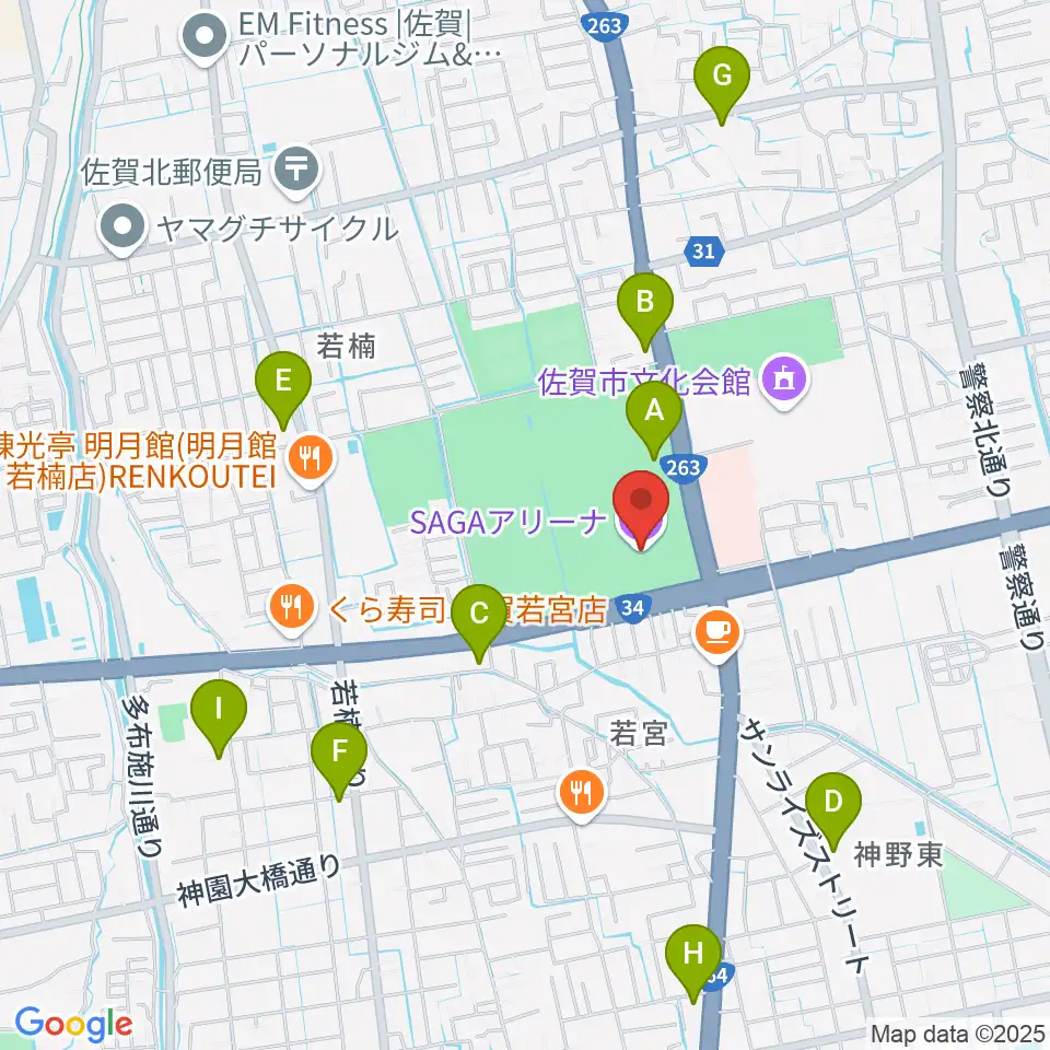 SAGAアリーナ周辺のコンビニエンスストア一覧地図