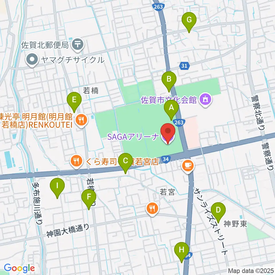 SAGAアリーナ周辺のコンビニエンスストア一覧地図