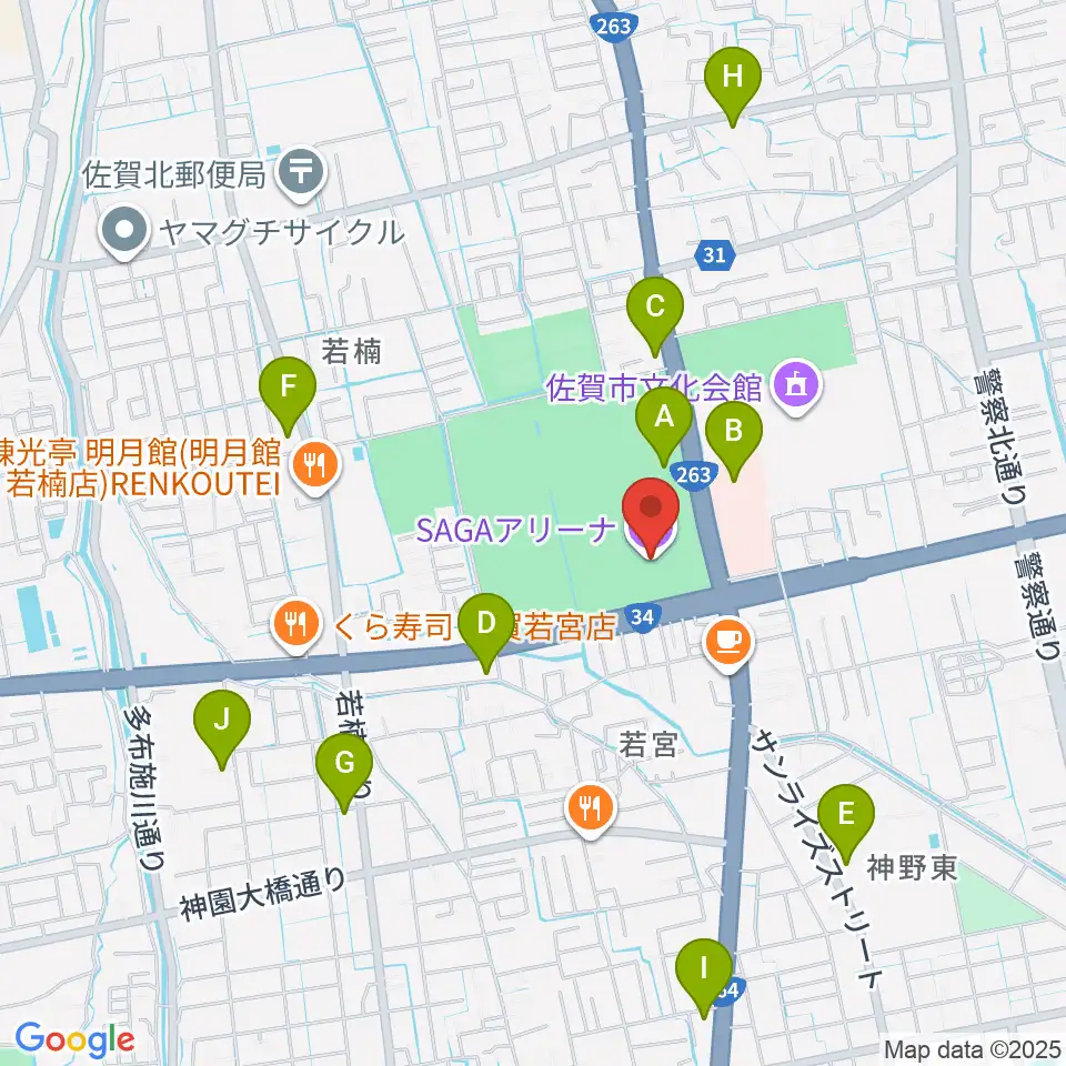 SAGAアリーナ周辺のコンビニエンスストア一覧地図