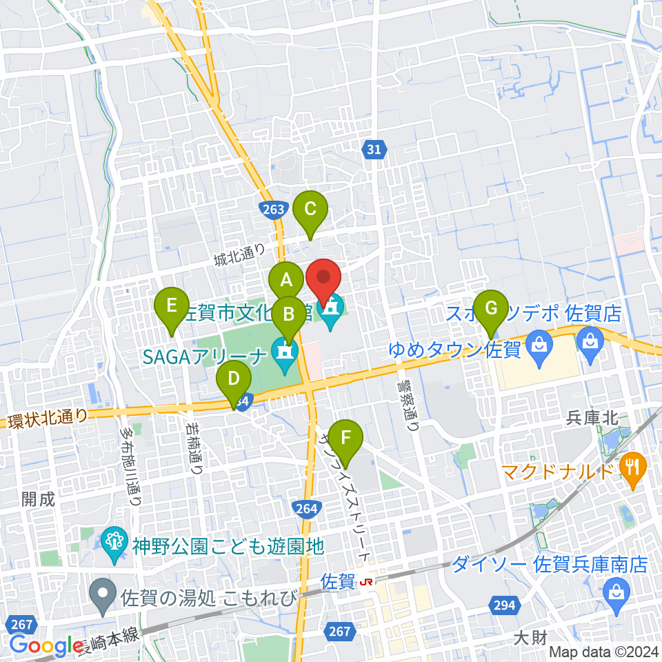 SAGAプラザ 総合体育館周辺のコンビニエンスストア一覧地図