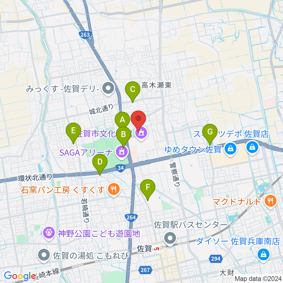 SAGAプラザ 総合体育館周辺のコンビニエンスストア一覧地図