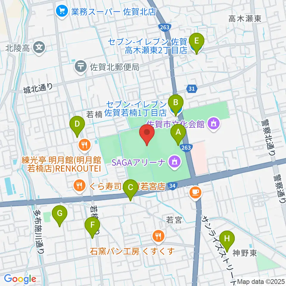 SAGAスタ(陸上競技場)周辺のコンビニエンスストア一覧地図