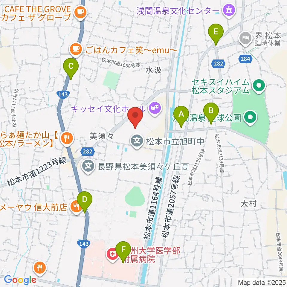 エア・ウォーターアリーナ松本周辺のコンビニエンスストア一覧地図