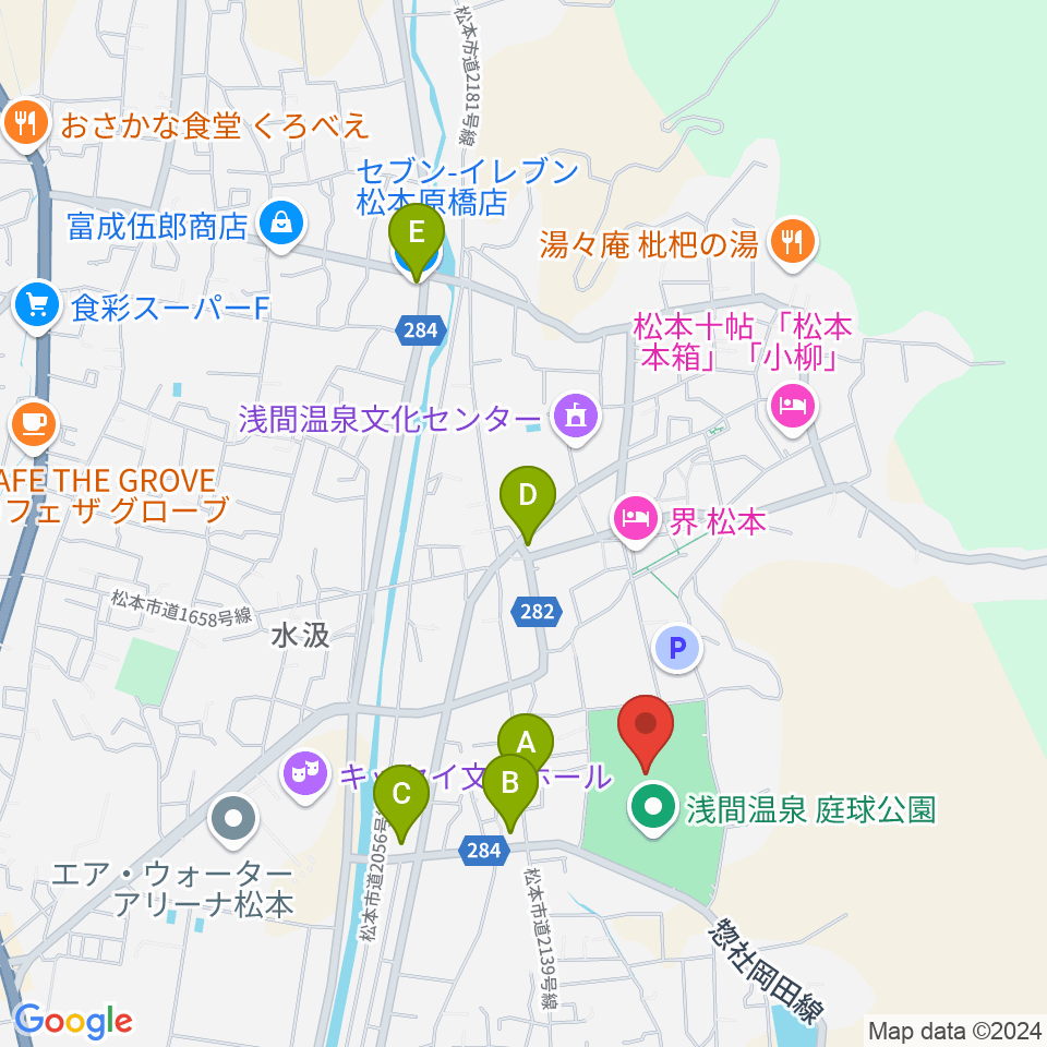 セキスイハイム松本スタジアム周辺のコンビニエンスストア一覧地図