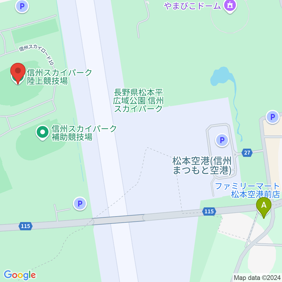 松本平広域公園 陸上競技場 周辺のコンビニエンスストア一覧マップ