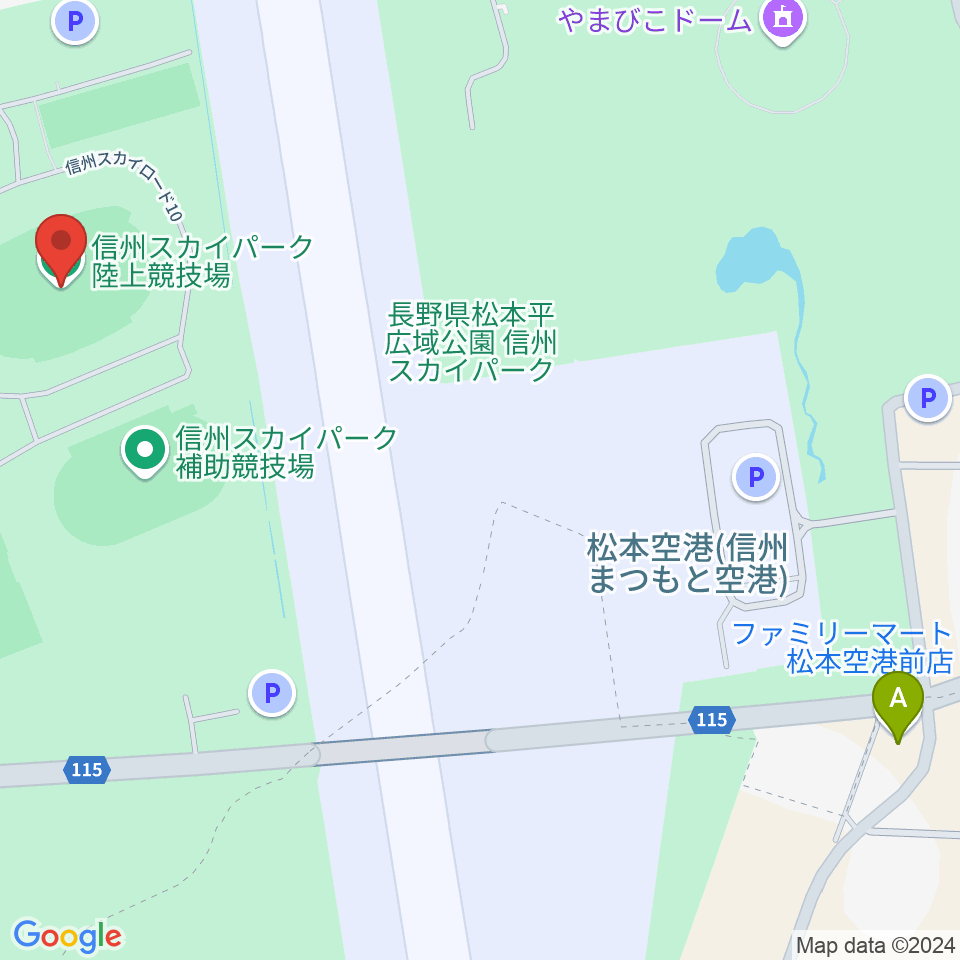 松本平広域公園 陸上競技場周辺のコンビニエンスストア一覧地図