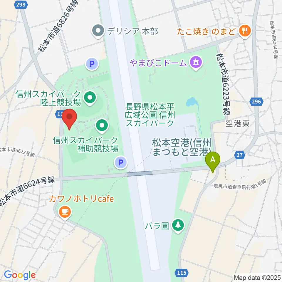 信州スカイパーク体育館周辺のコンビニエンスストア一覧地図