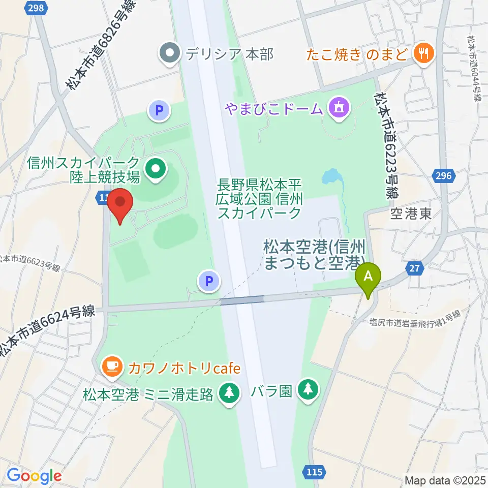 信州スカイパーク体育館周辺のコンビニエンスストア一覧地図