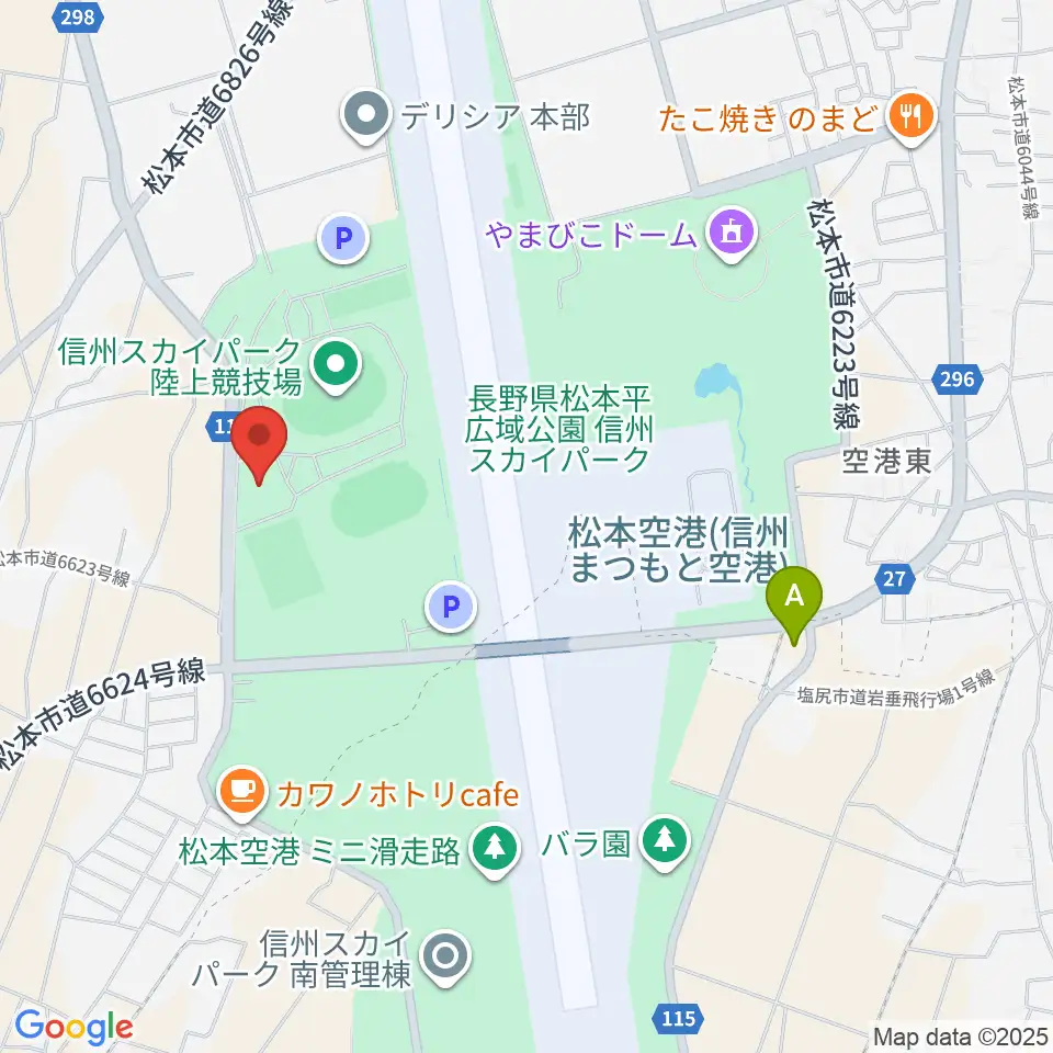 信州スカイパーク体育館周辺のコンビニエンスストア一覧地図