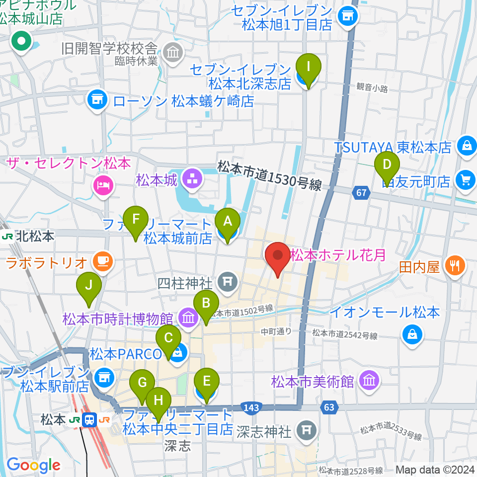 上土ふれあいホール周辺のコンビニエンスストア一覧地図