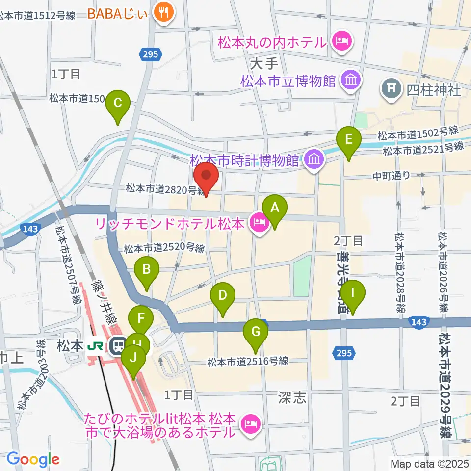松本市中央公民館・Ｍウイング周辺のコンビニエンスストア一覧地図