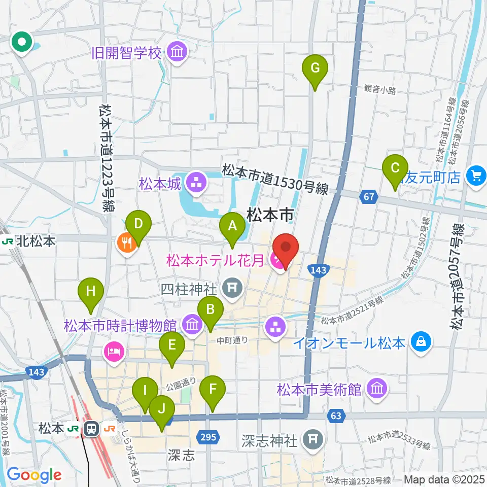 松本市下町会館周辺のコンビニエンスストア一覧地図