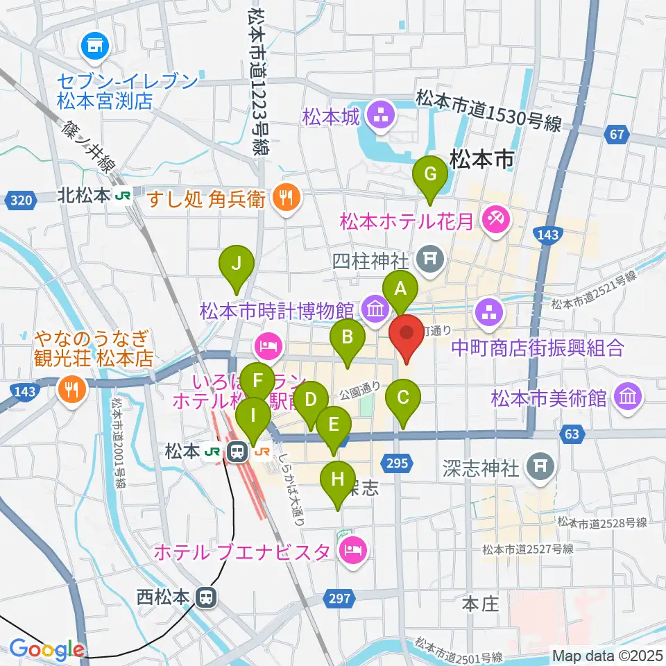 信毎メディアガーデン周辺のコンビニエンスストア一覧地図